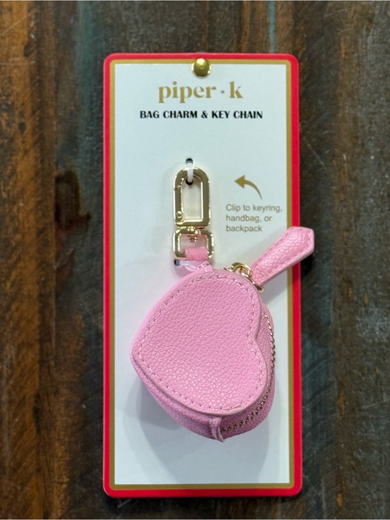 Piper K Accessories - Piper. K Pink Heart Coin Pouch Bag Charm Keychain w/Gold Hardware NWT